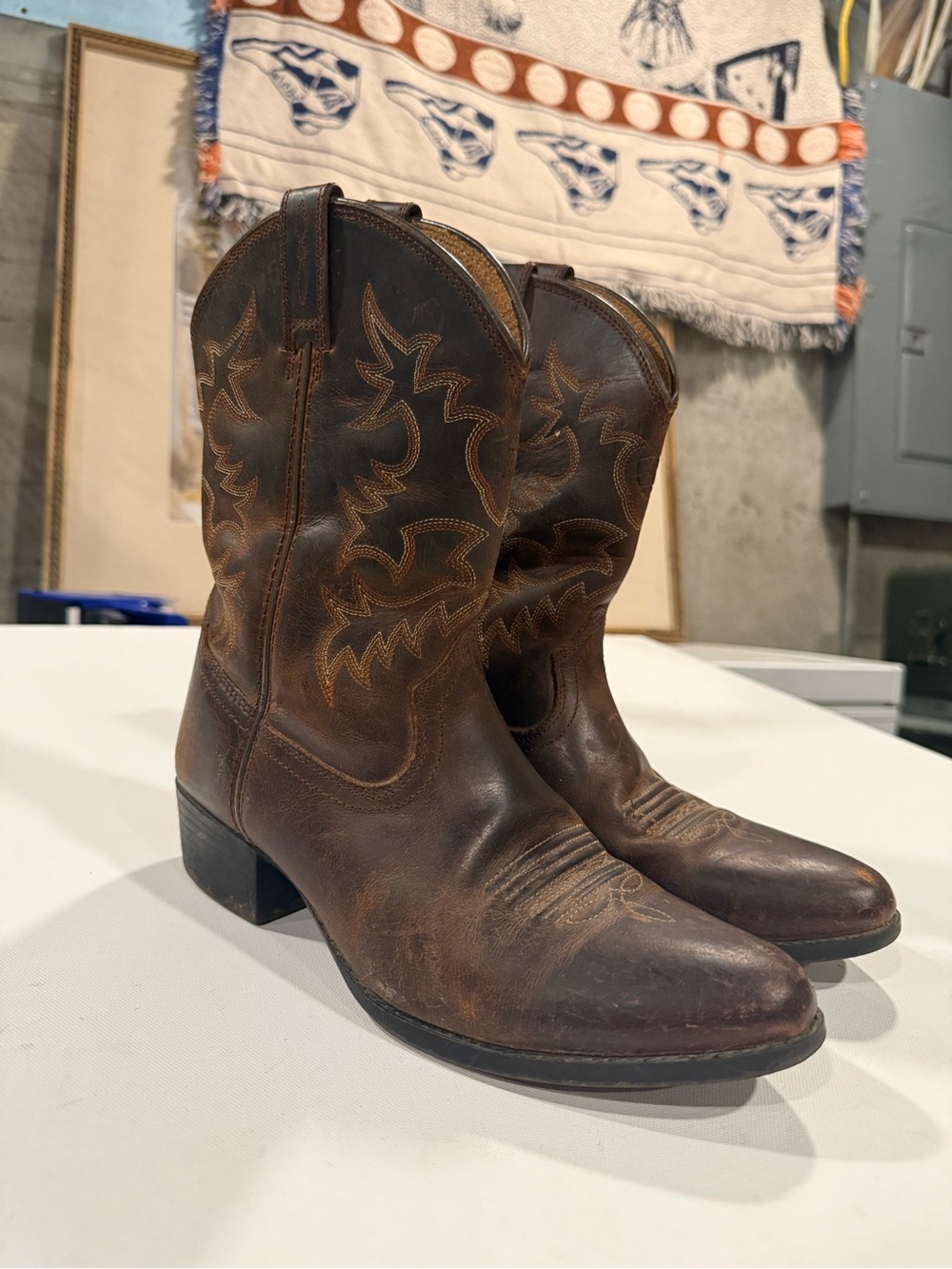 Ariat Brown Leather Kids Western Cowboy Boots